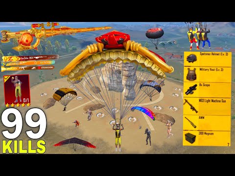 99KILLS!!😍 NEW BEST LOOT GAMEPLAY with AWM+p90🔥Pubg Mobile